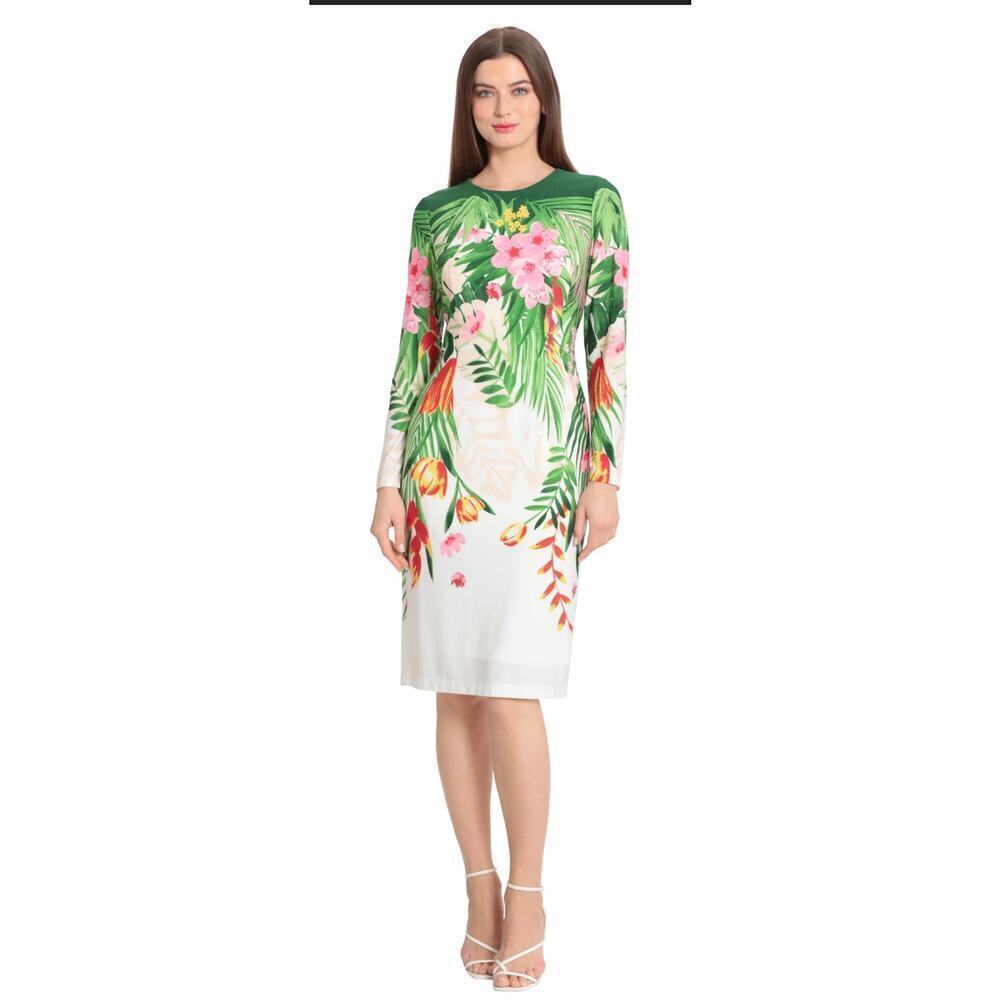 MAGGY LONDON NWT lined hawiaan floral pencil dress womens size 4 - Picture 11 of 11